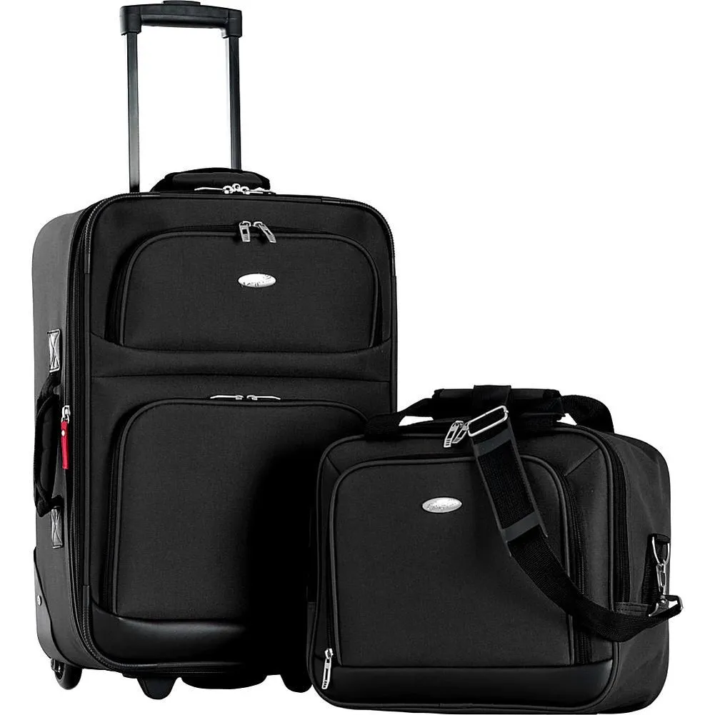 famous lets travel 2 piece carry on luggage set -