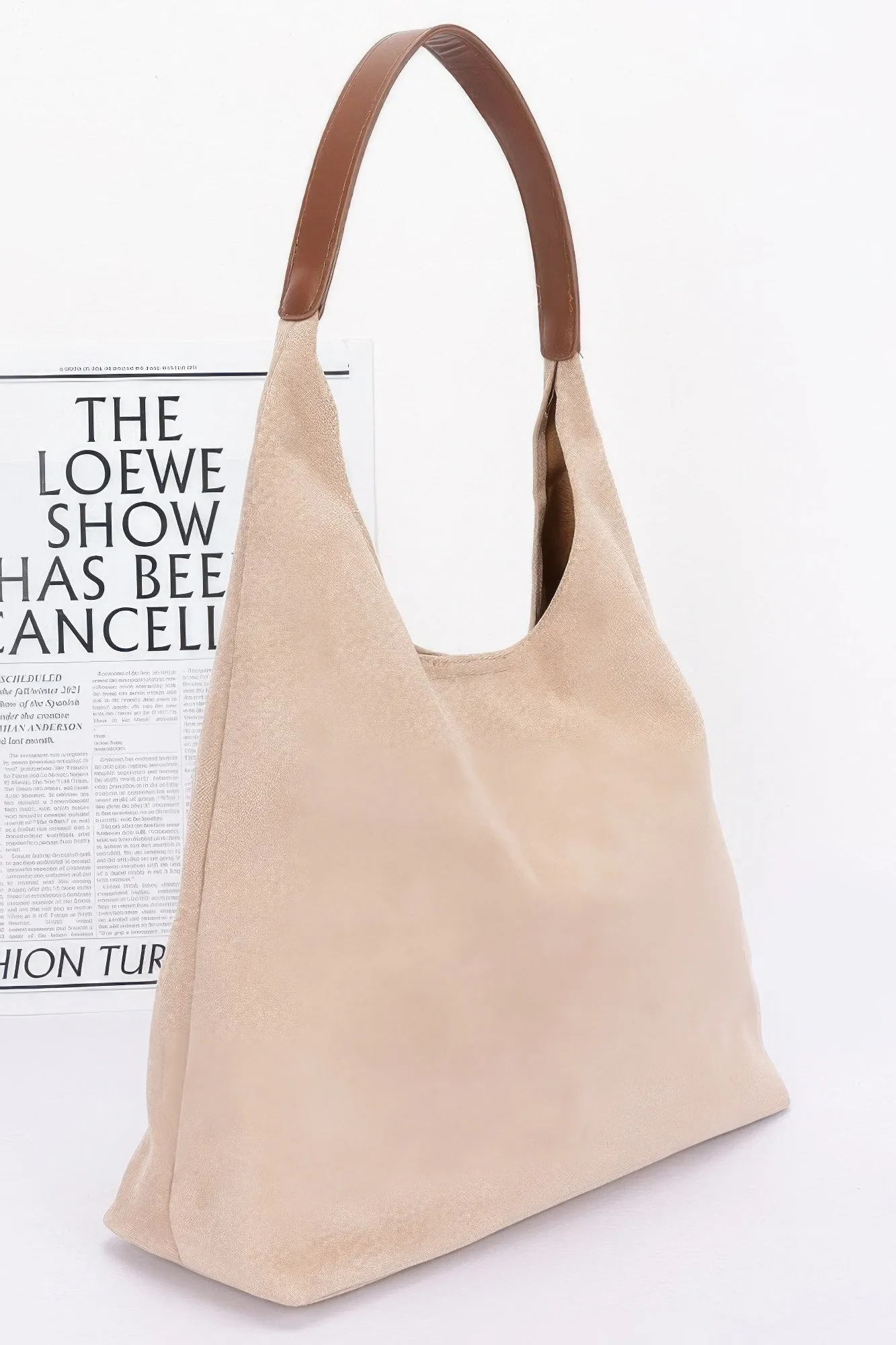 Faux Suede Bindle Bag W/ Pouch