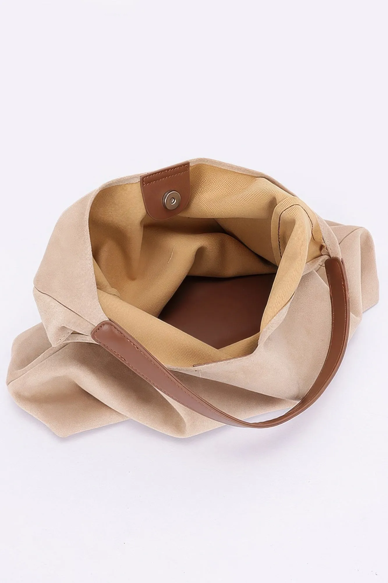 Faux Suede Bindle Bag W/ Pouch