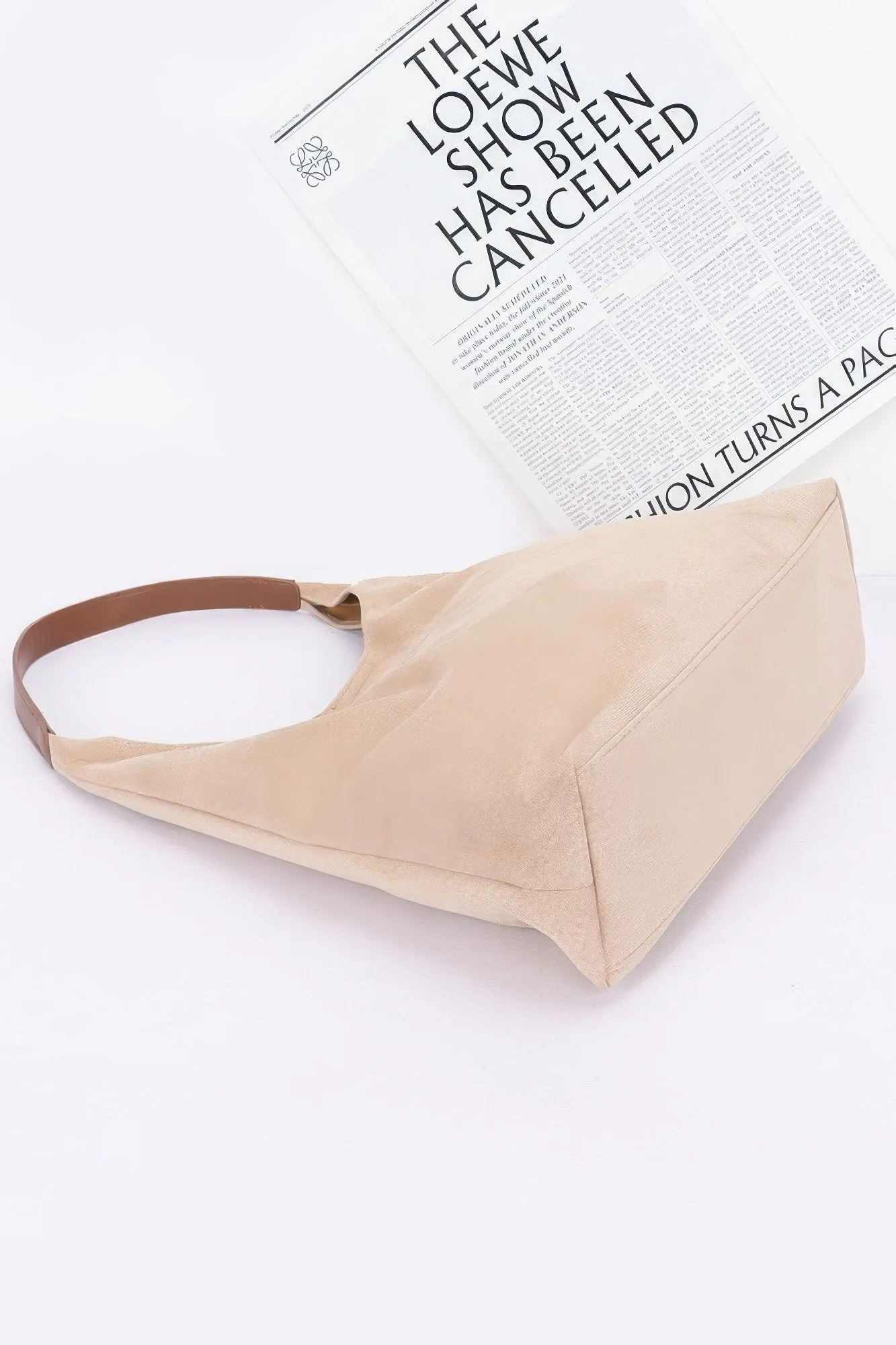 Faux Suede Bindle Bag W/ Pouch