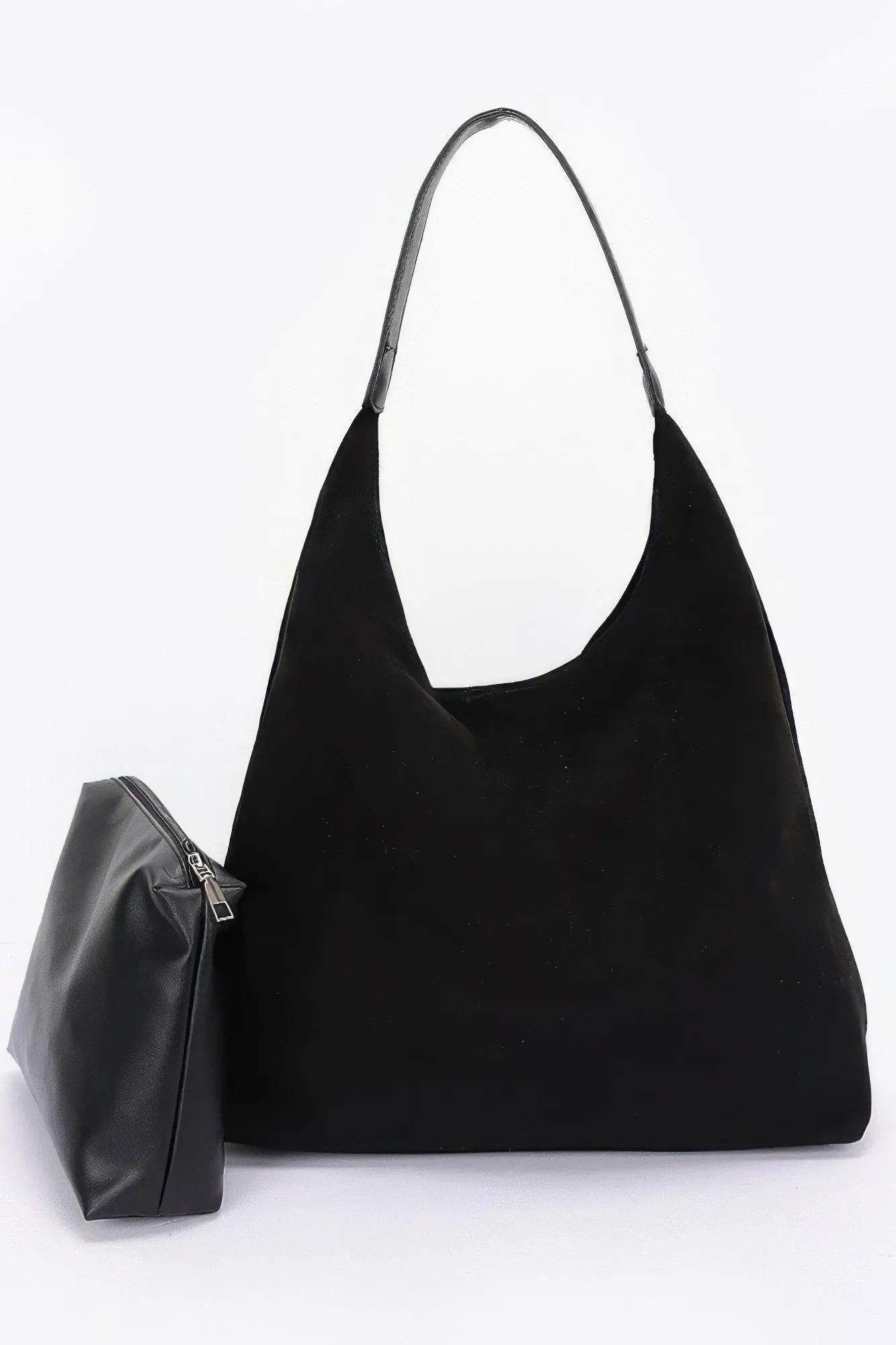 Faux Suede Bindle Bag W/ Pouch