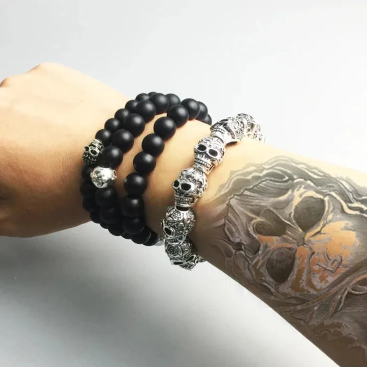 Fleur-de-lis Lily & Skull Punk Bead