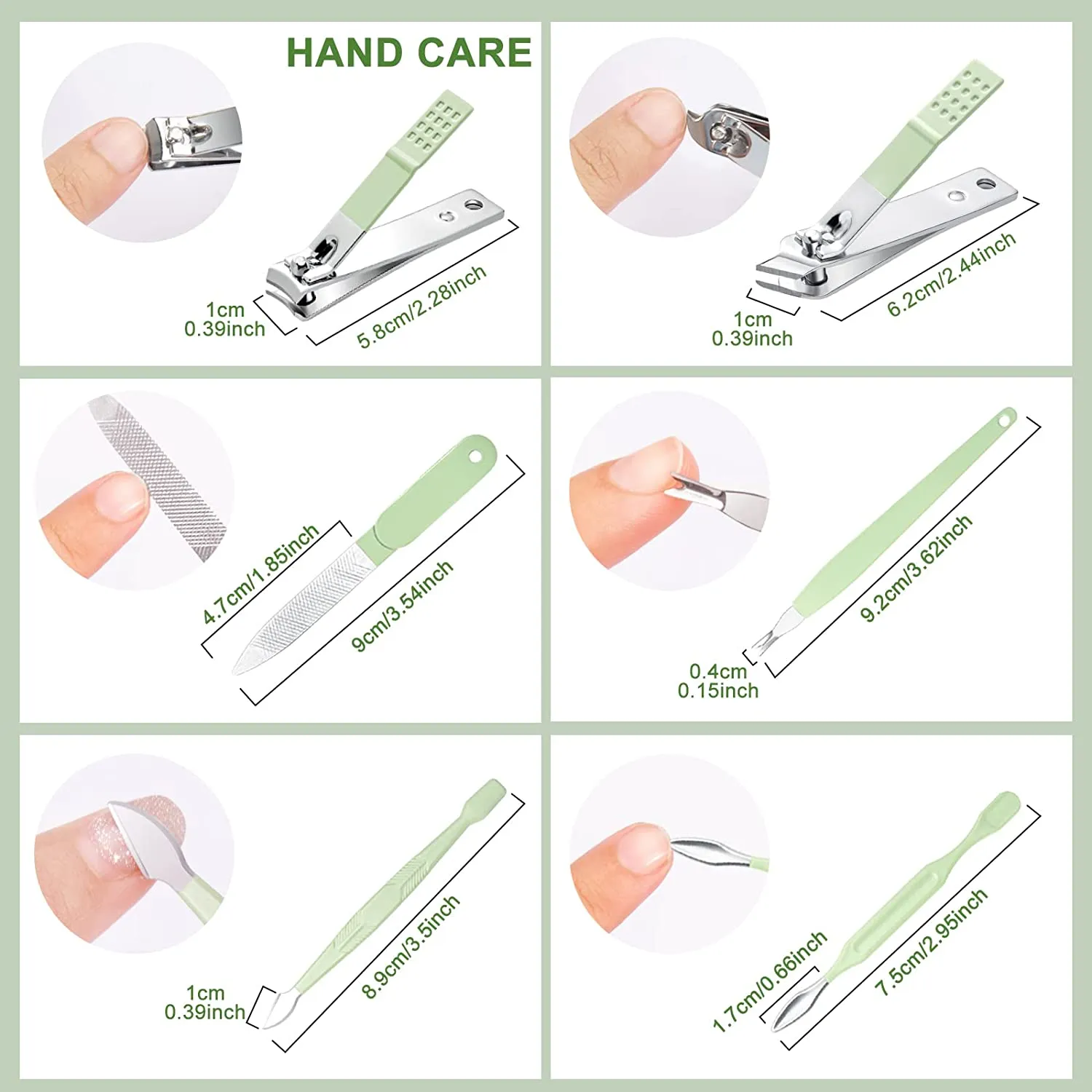 Fofosbeauty16 pcs Nail Care Tools with Luxurious Leather Travel Case (Green) Gift for her