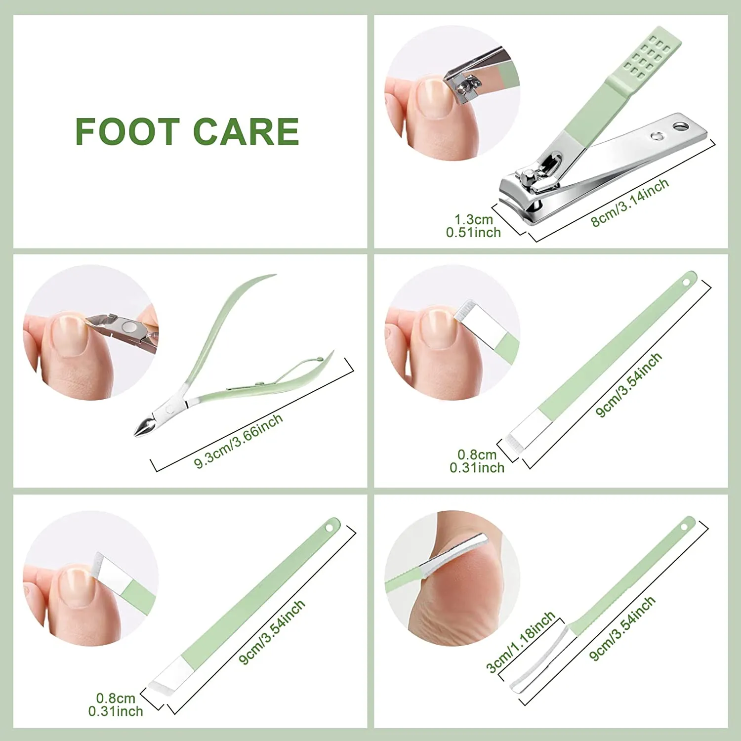 Fofosbeauty16 pcs Nail Care Tools with Luxurious Leather Travel Case (Green) Gift for her