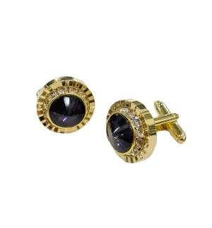 Fratello Cufflinks - Gold Tone Purple Majesty CL09