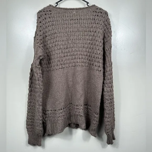 Free People Crashing Waves Pullover Sweater Cocoa Brown Size Small