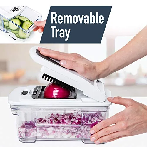 Fullstar All-in-1 Vegetable Chopper, Mandoline Slicer & Cheese Grater | Multi Blade French Fry Cutter & Veggie Dicer | Includes Bonus Handheld Spiralizer & Kitchen Gadgets
