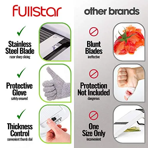 Fullstar All-in-1 Vegetable Chopper, Mandoline Slicer & Cheese Grater | Multi Blade French Fry Cutter & Veggie Dicer | Includes Bonus Handheld Spiralizer & Kitchen Gadgets