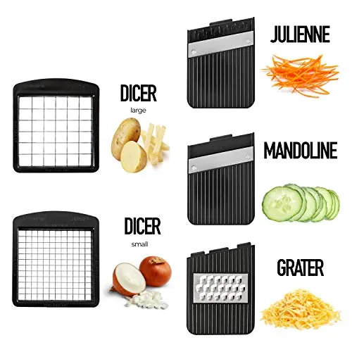 Fullstar All-in-1 Vegetable Chopper, Mandoline Slicer & Cheese Grater | Multi Blade French Fry Cutter & Veggie Dicer | Includes Bonus Handheld Spiralizer & Kitchen Gadgets
