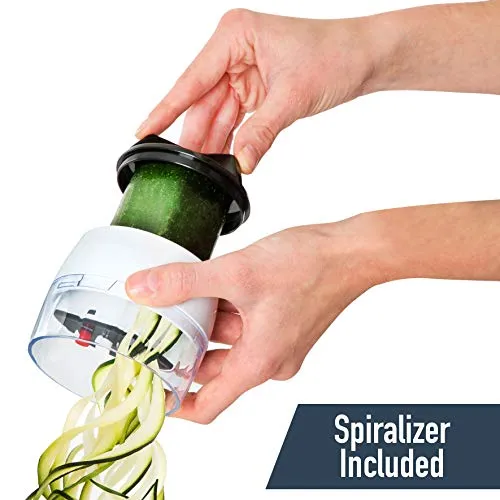 Fullstar All-in-1 Vegetable Chopper, Mandoline Slicer & Cheese Grater | Multi Blade French Fry Cutter & Veggie Dicer | Includes Bonus Handheld Spiralizer & Kitchen Gadgets