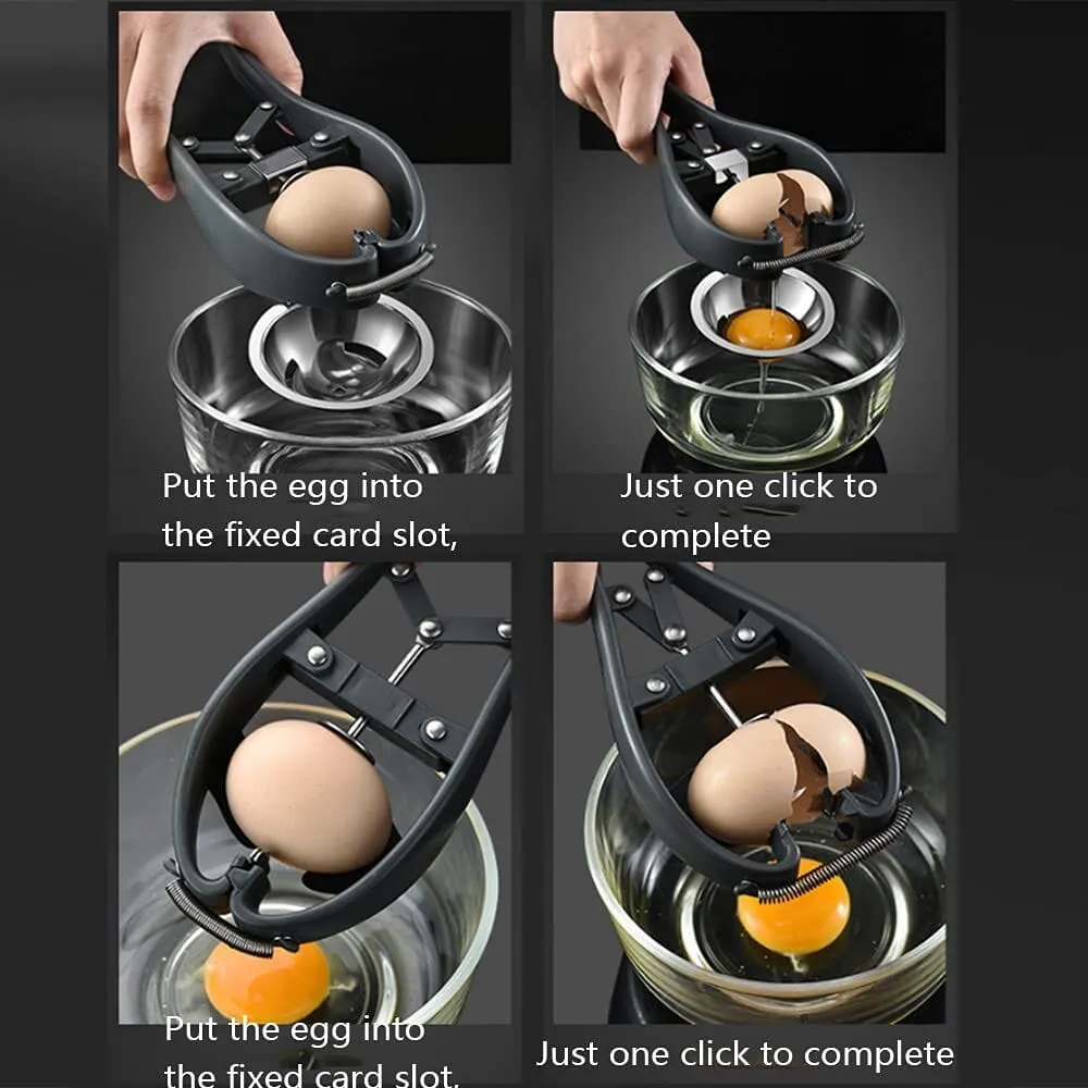 Furper Egg Separator Stainless Steel Handheld Automatic Egg Opener Kitchen Gadget Tool