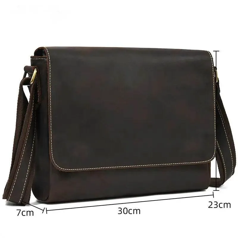 Genuine Leather Men’s Shoulder Bag Casual Crossbody Messenger Bag