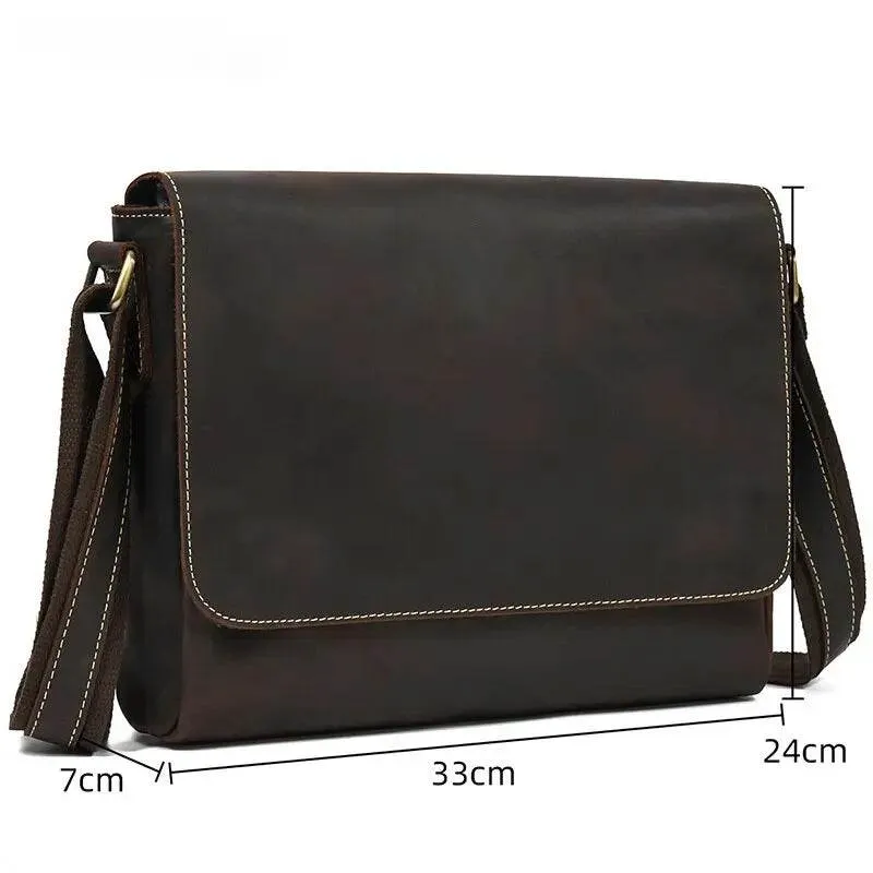 Genuine Leather Men’s Shoulder Bag Casual Crossbody Messenger Bag