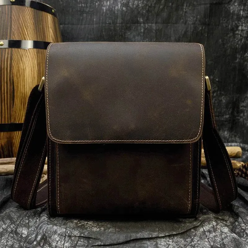 Genuine Leather Men's Shoulder Bag Crossbody Messenger for iPad
