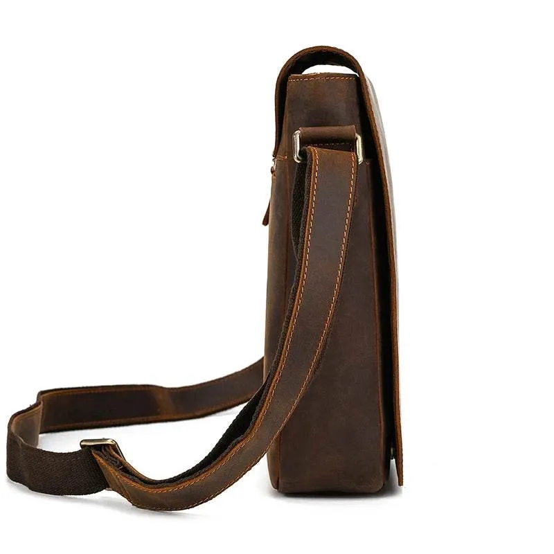 Genuine Leather Men's Shoulder Bag Crossbody Messenger for iPad