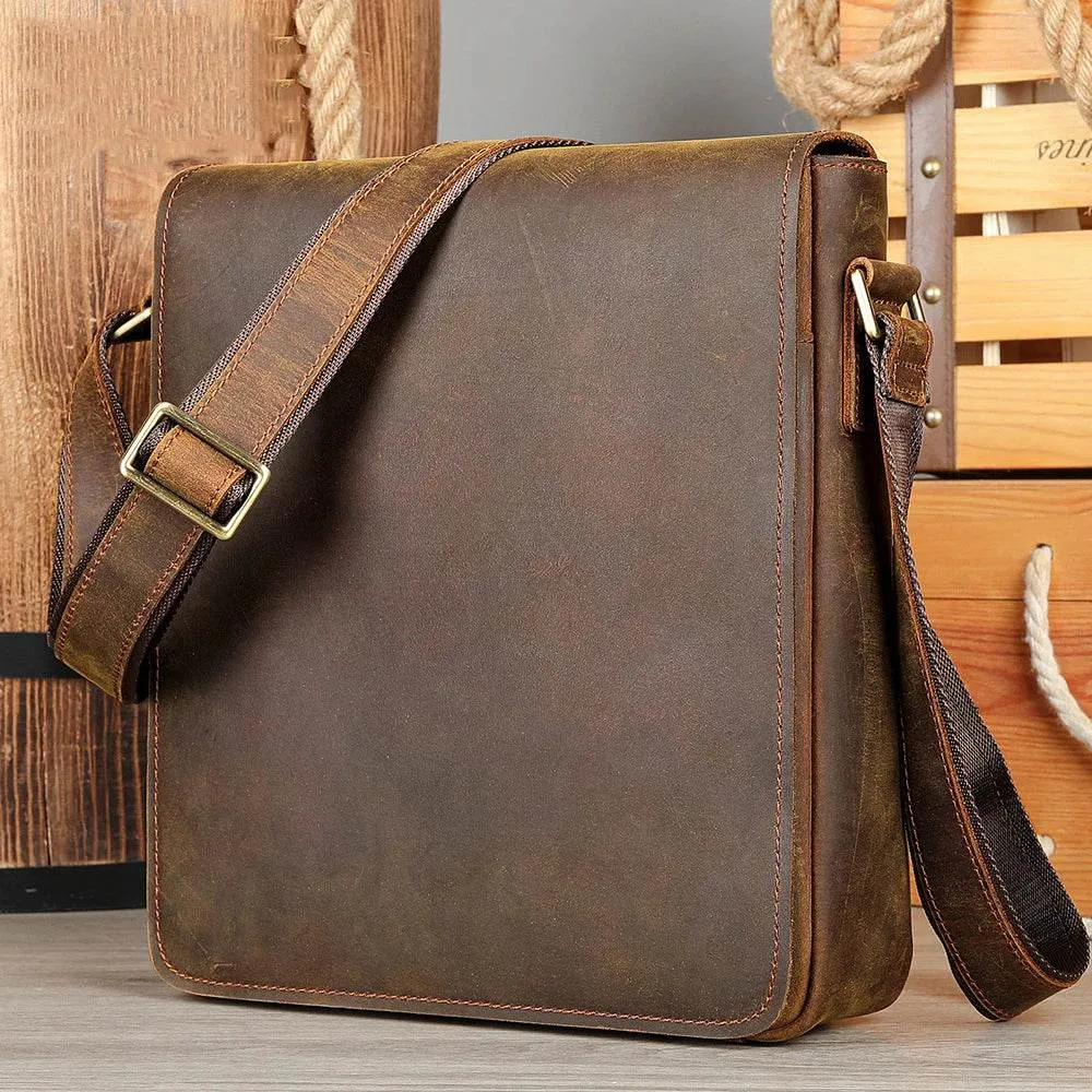 Genuine Leather Men's Shoulder Bag Crossbody Messenger for iPad