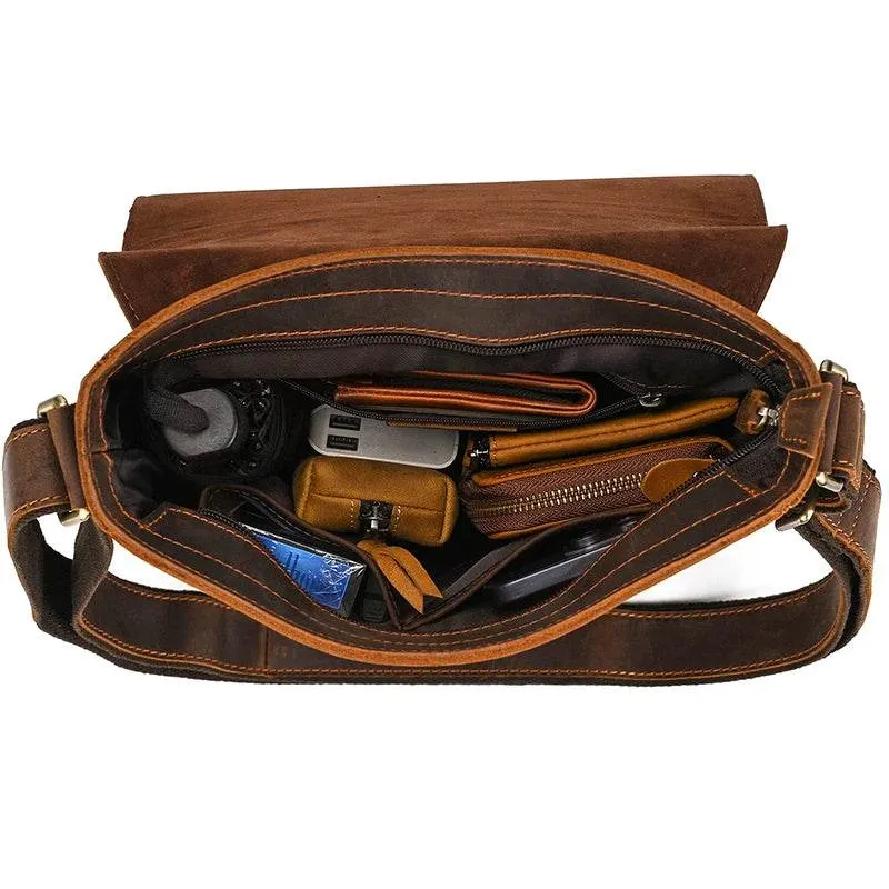 Genuine Leather Men's Shoulder Bag Crossbody Messenger for iPad
