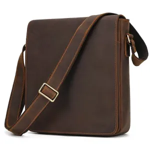 Genuine Leather Men's Shoulder Bag Crossbody Messenger for iPad