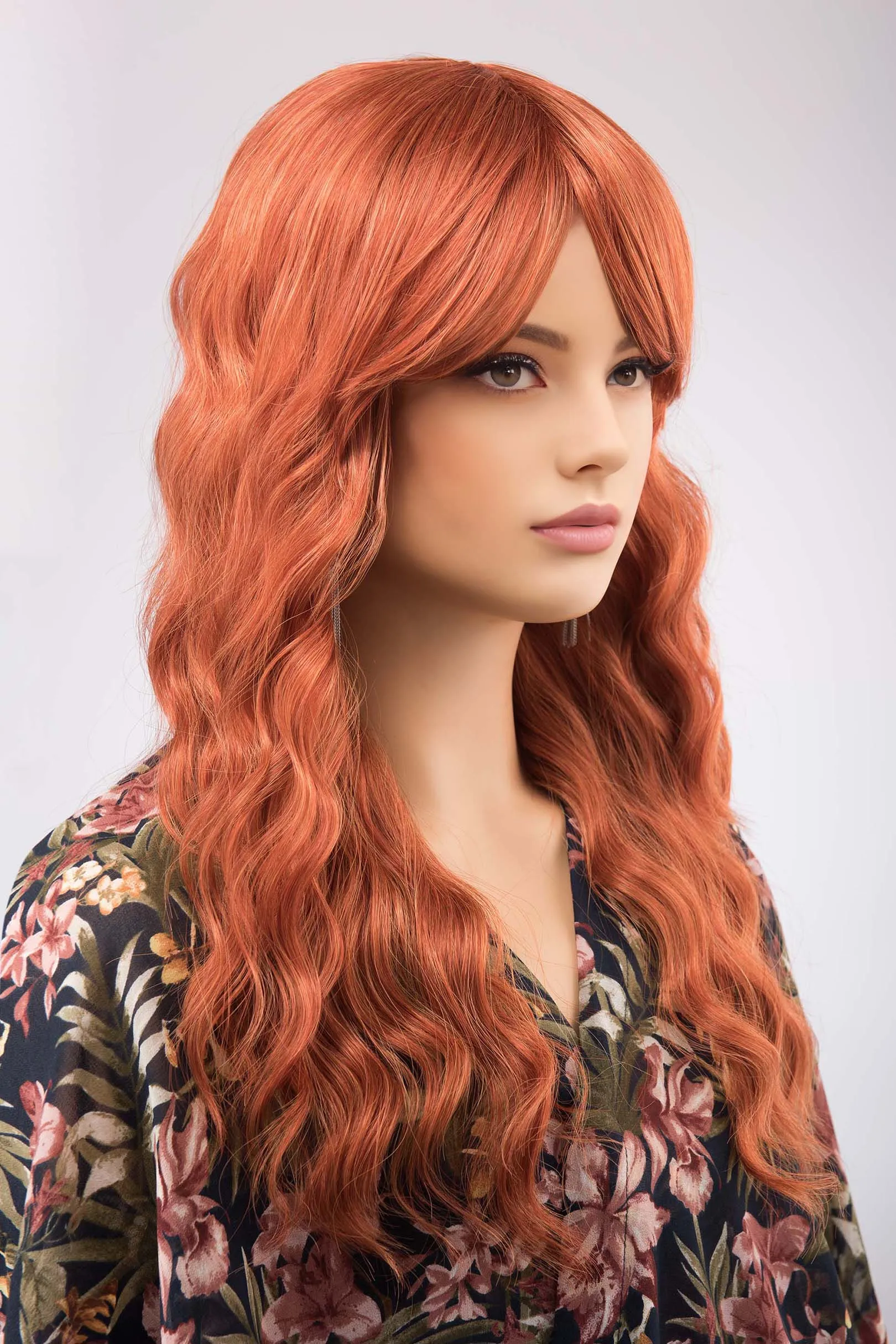 Ginger Wavy Synthetic Wig with Bangs Maisie