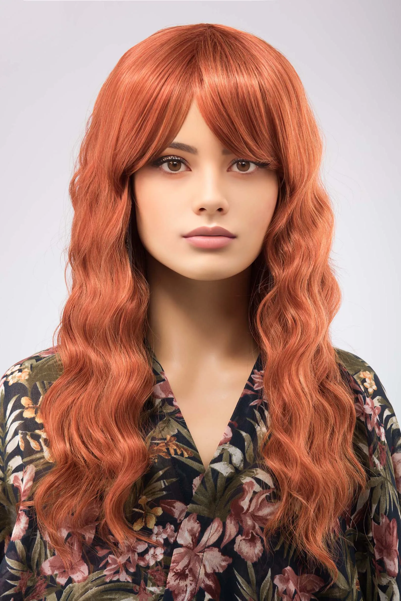 Ginger Wavy Synthetic Wig with Bangs Maisie