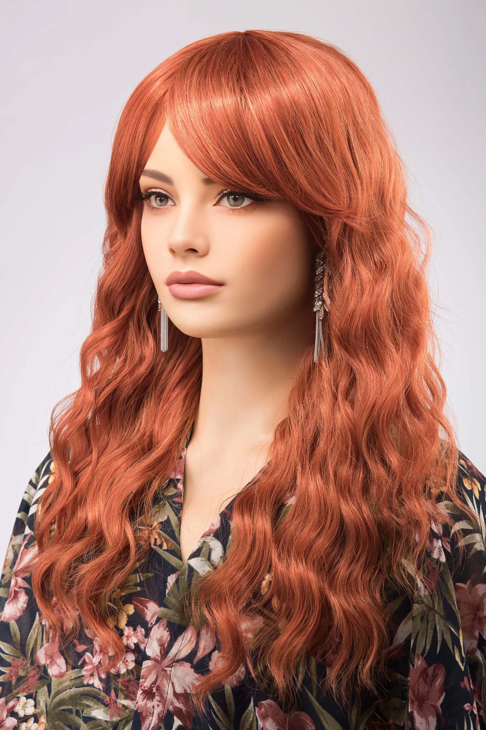 Ginger Wavy Synthetic Wig with Bangs Maisie