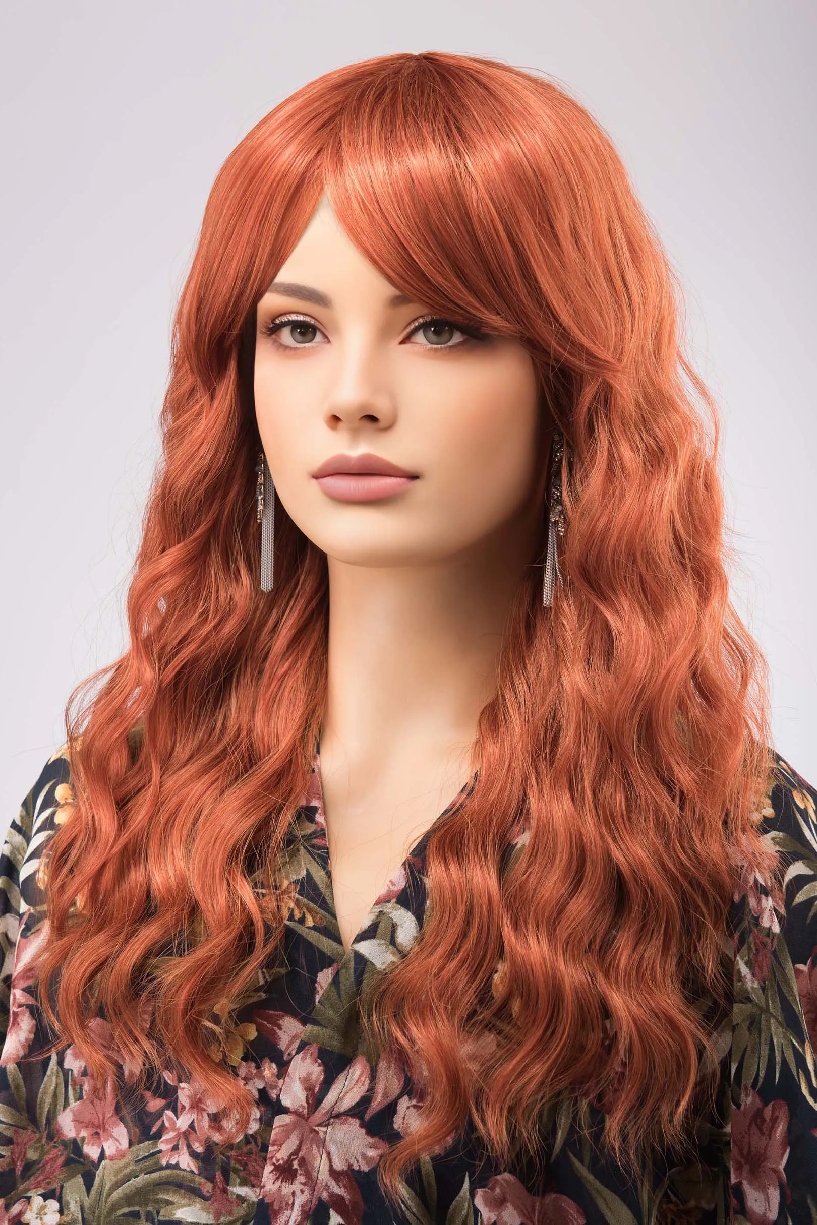 Ginger Wavy Synthetic Wig with Bangs Maisie