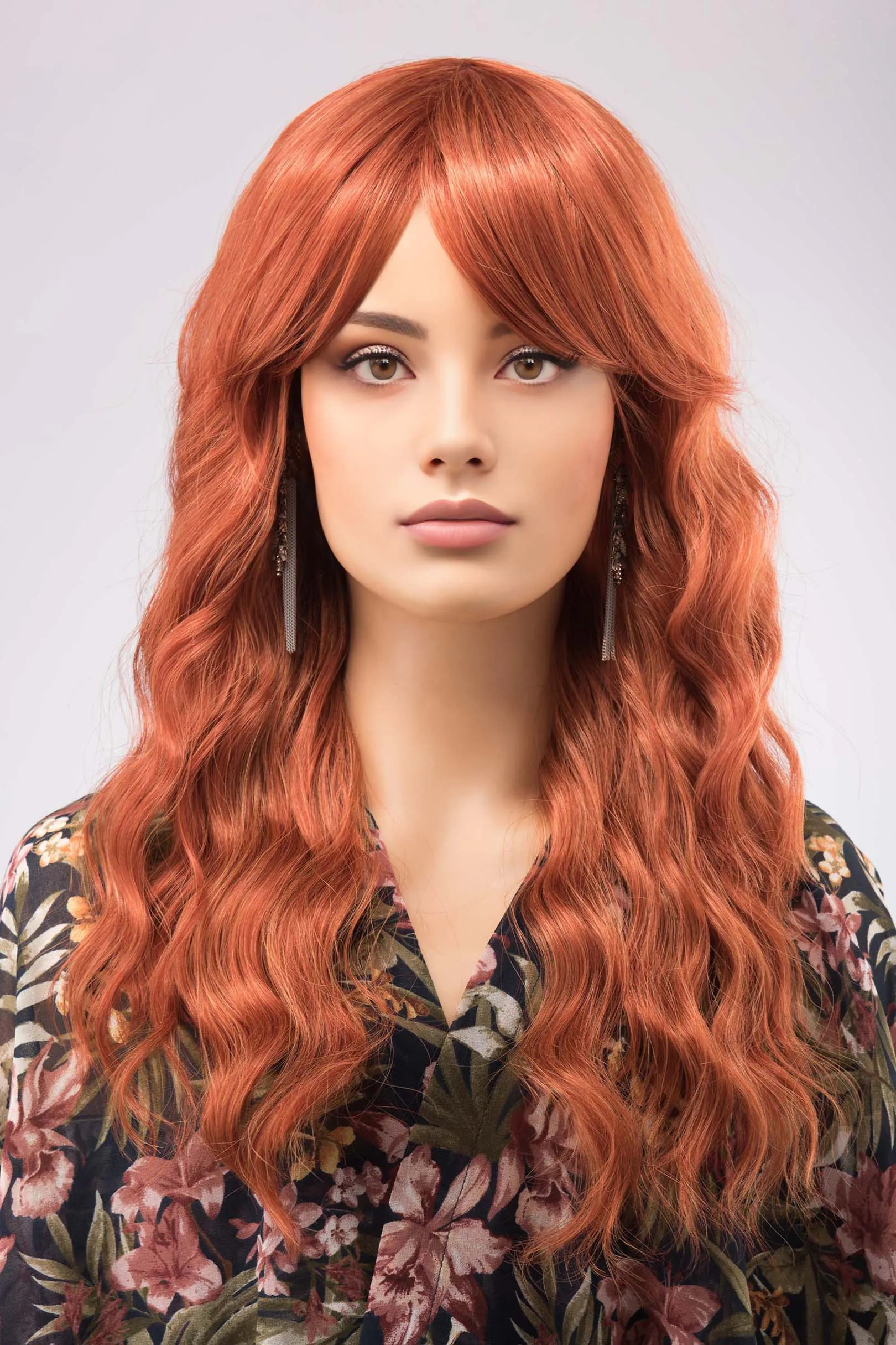 Ginger Wavy Synthetic Wig with Bangs Maisie