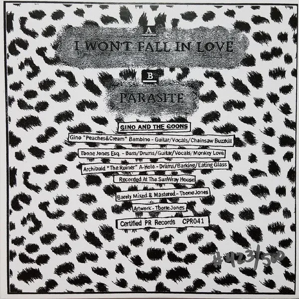 Gino and the Goons – I Won't Fall In Love / Parasite– New 7"