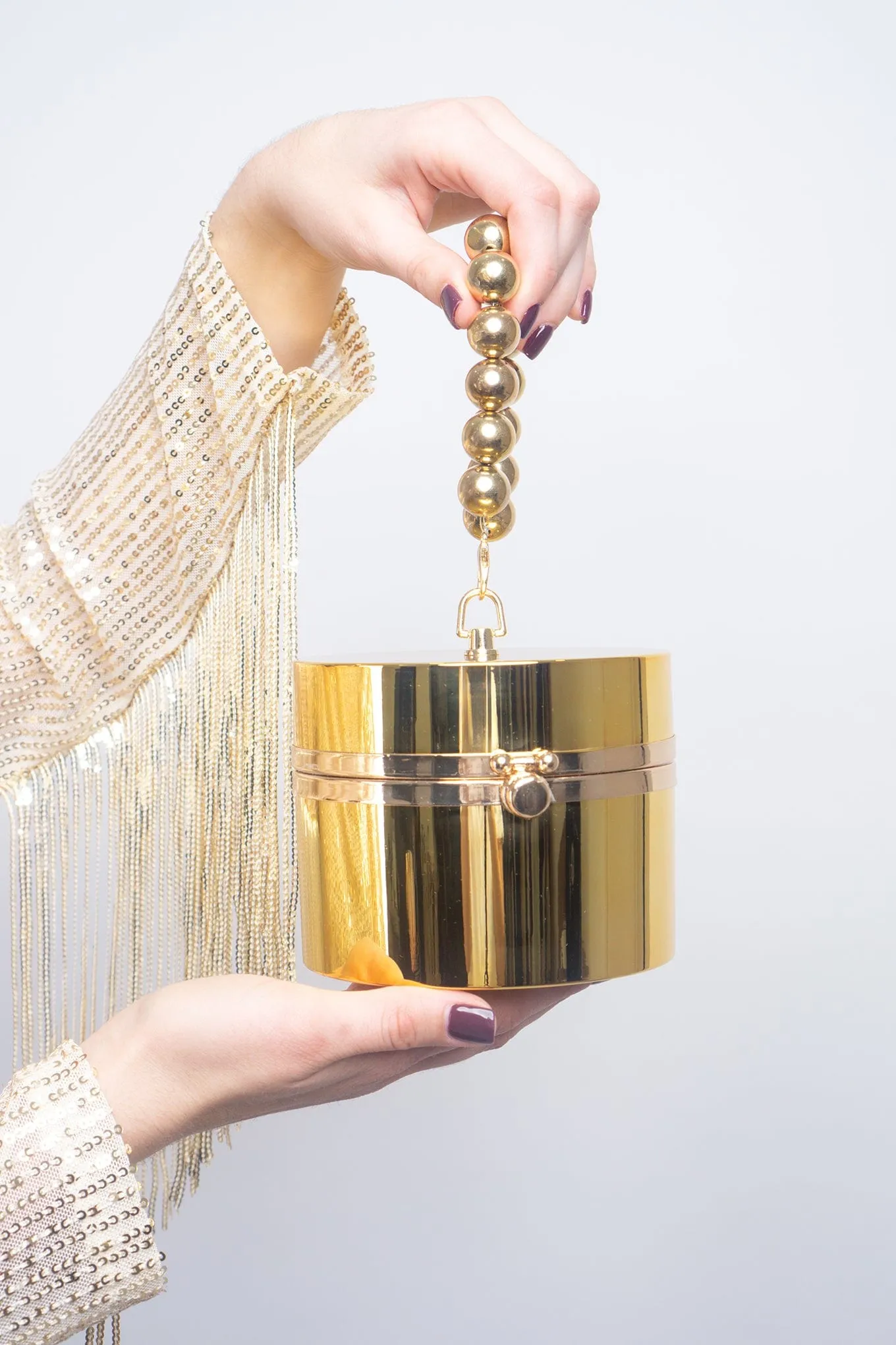 Gold Pearl Cylinder Bag