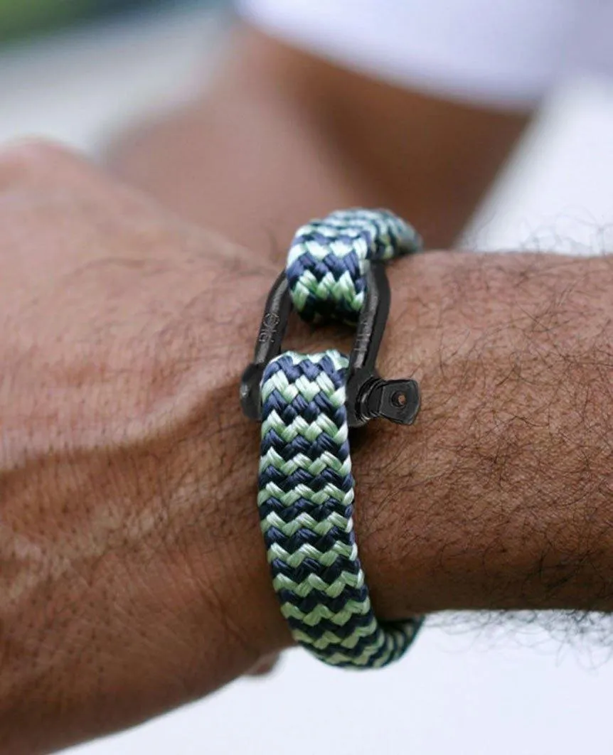 Gorgeous George 12mm Flate Rope Mint Slate Grey Stripe