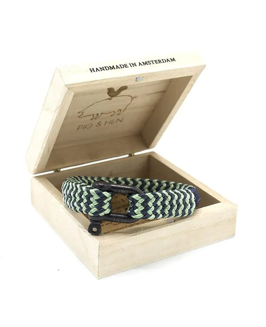 Gorgeous George 12mm Flate Rope Mint Slate Grey Stripe