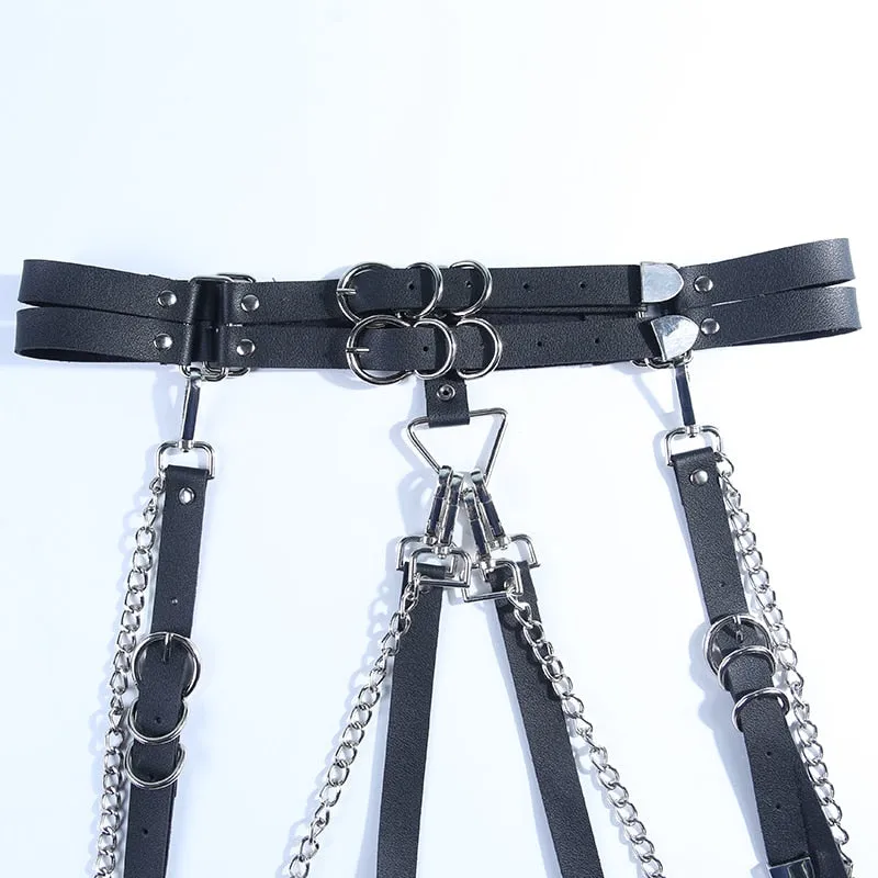 Gothic Punk Double Garter Belt with Chain