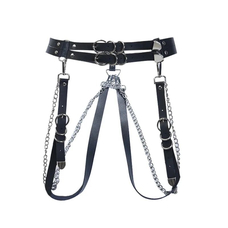 Gothic Punk Double Garter Belt with Chain