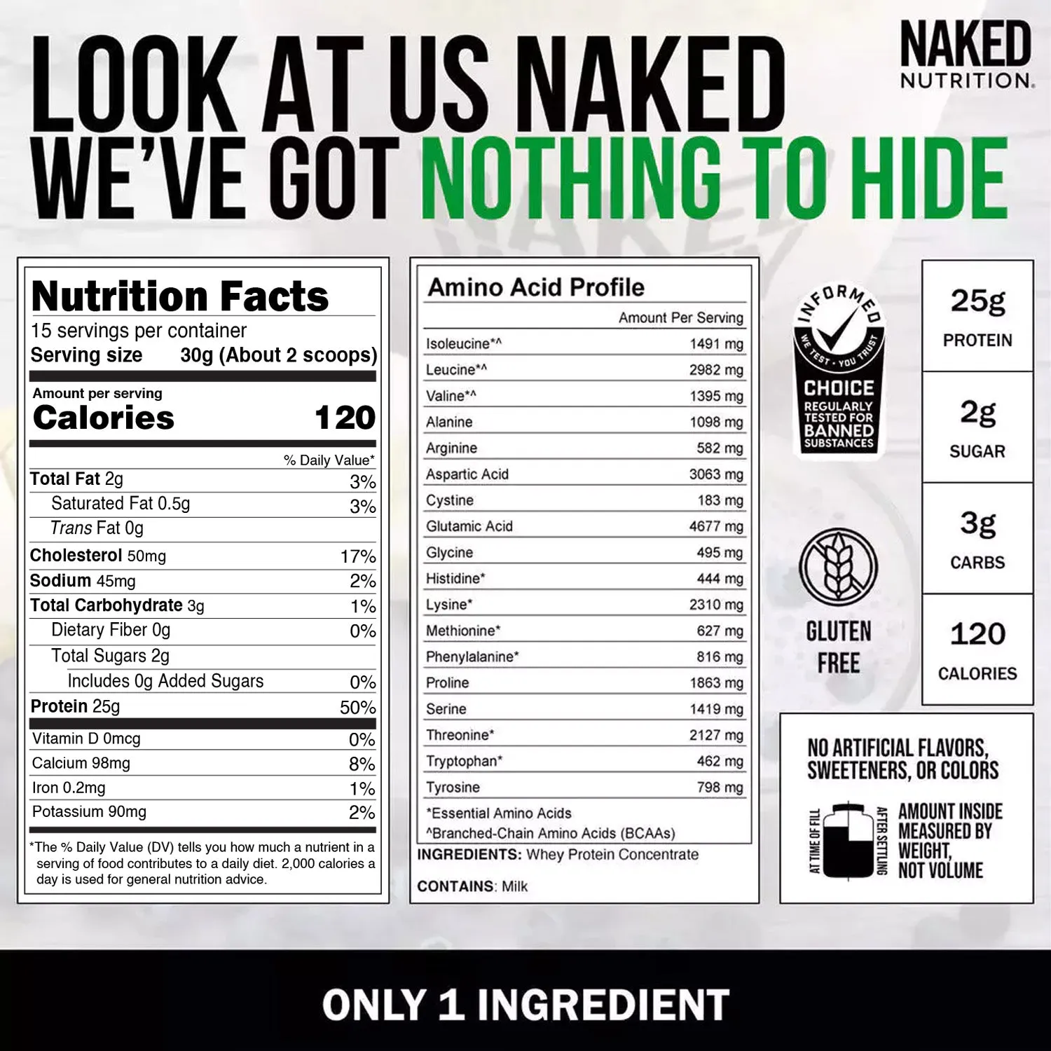 Grass Fed Whey Protein Powder | Naked Whey - 1lb
