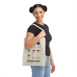 Green witch tote bag