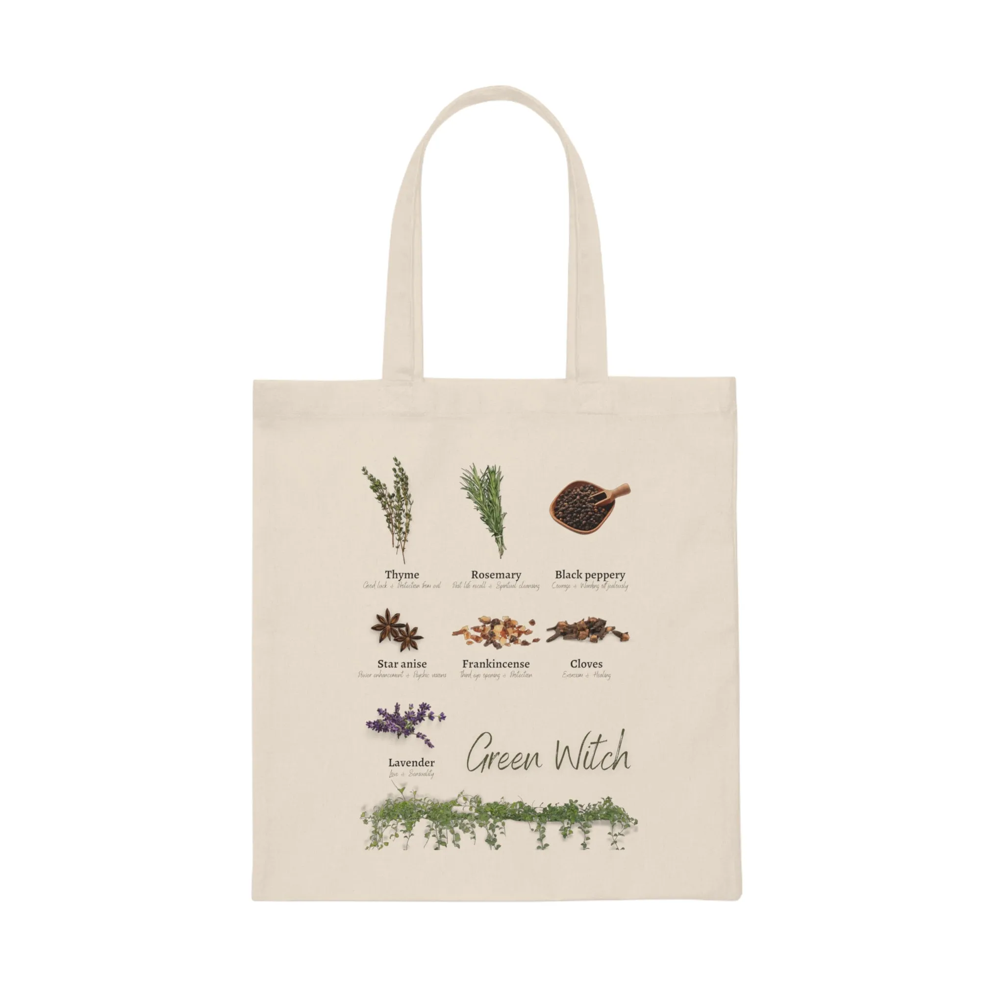 Green witch tote bag
