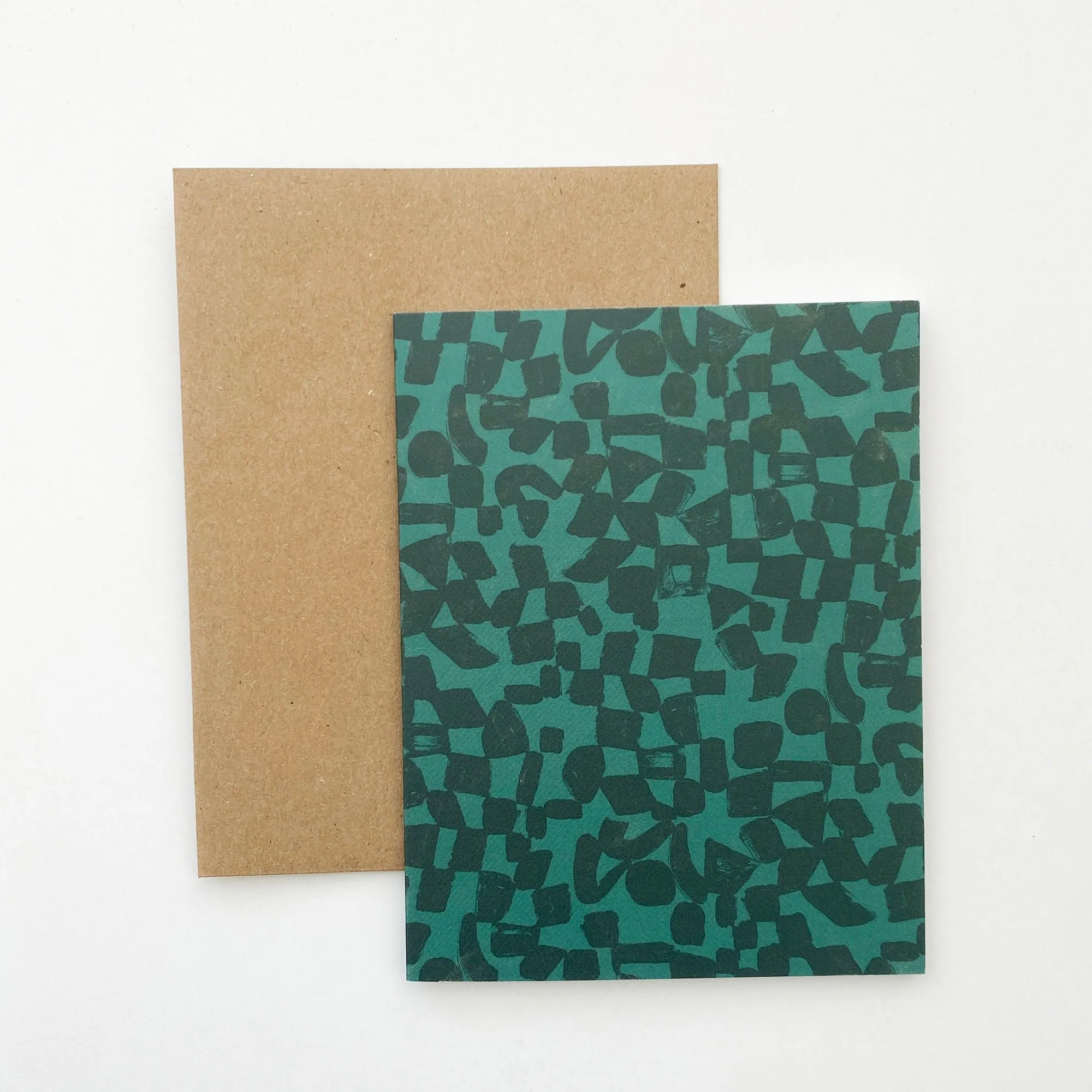 Greeting Card Set - Checks in Earthy Greens and Dusty Mauves