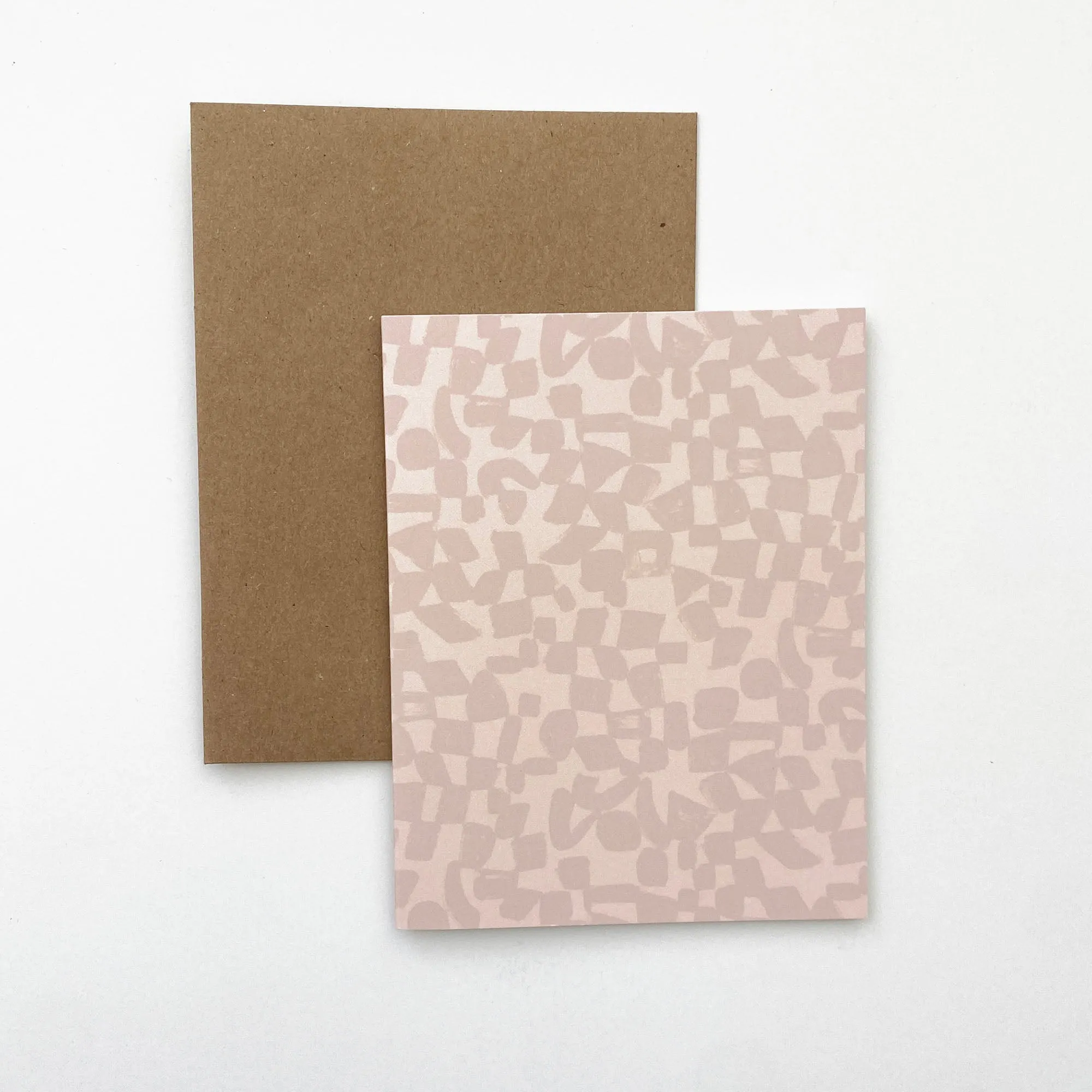 Greeting Card Set - Checks in Earthy Greens and Dusty Mauves