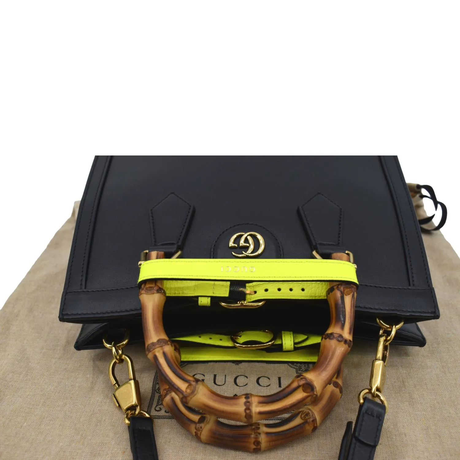 GUCCI Bamboo Diana Small Leather Tote Bag Black 660195