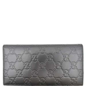 GUCCI Continental Long GG Guccissima Leather Wallet Black 224183