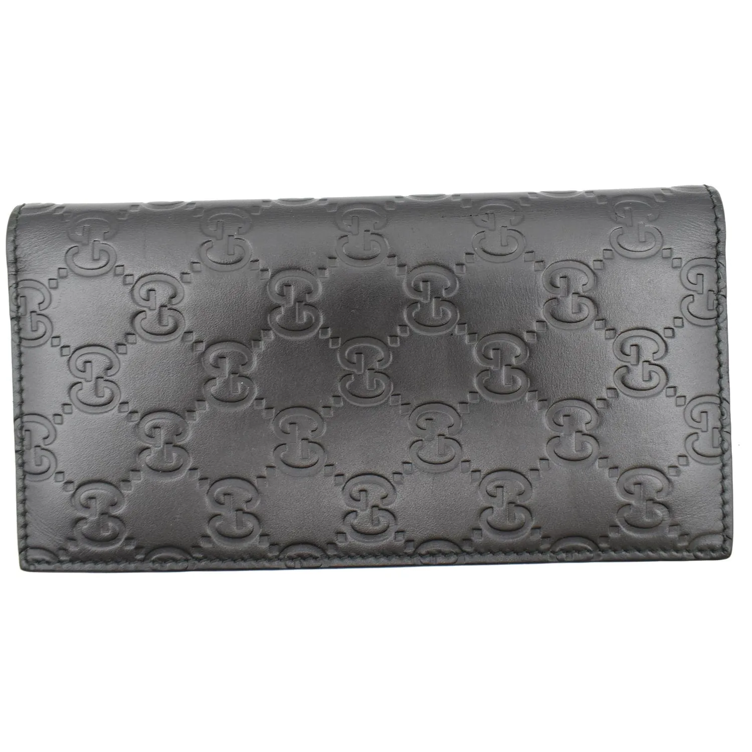 GUCCI Continental Long GG Guccissima Leather Wallet Black 224183