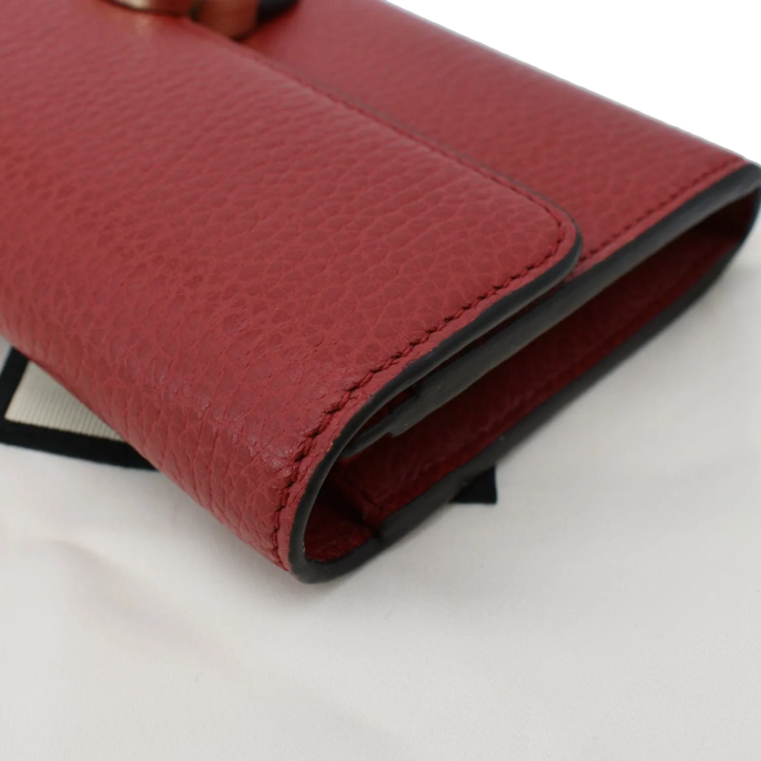 GUCCI GG Interlocking Continental Leather Wallet Red 598166