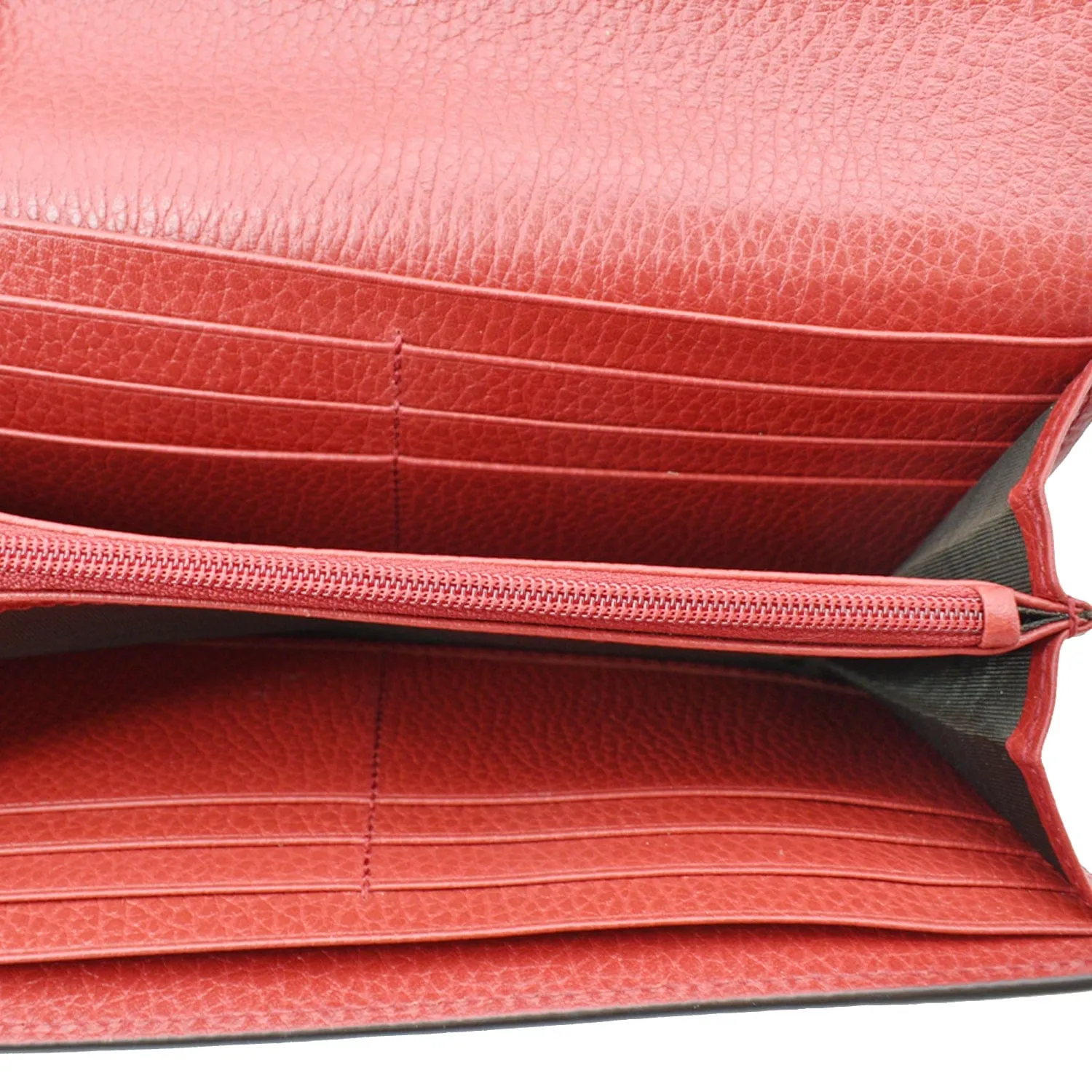 GUCCI GG Interlocking Continental Leather Wallet Red 598166