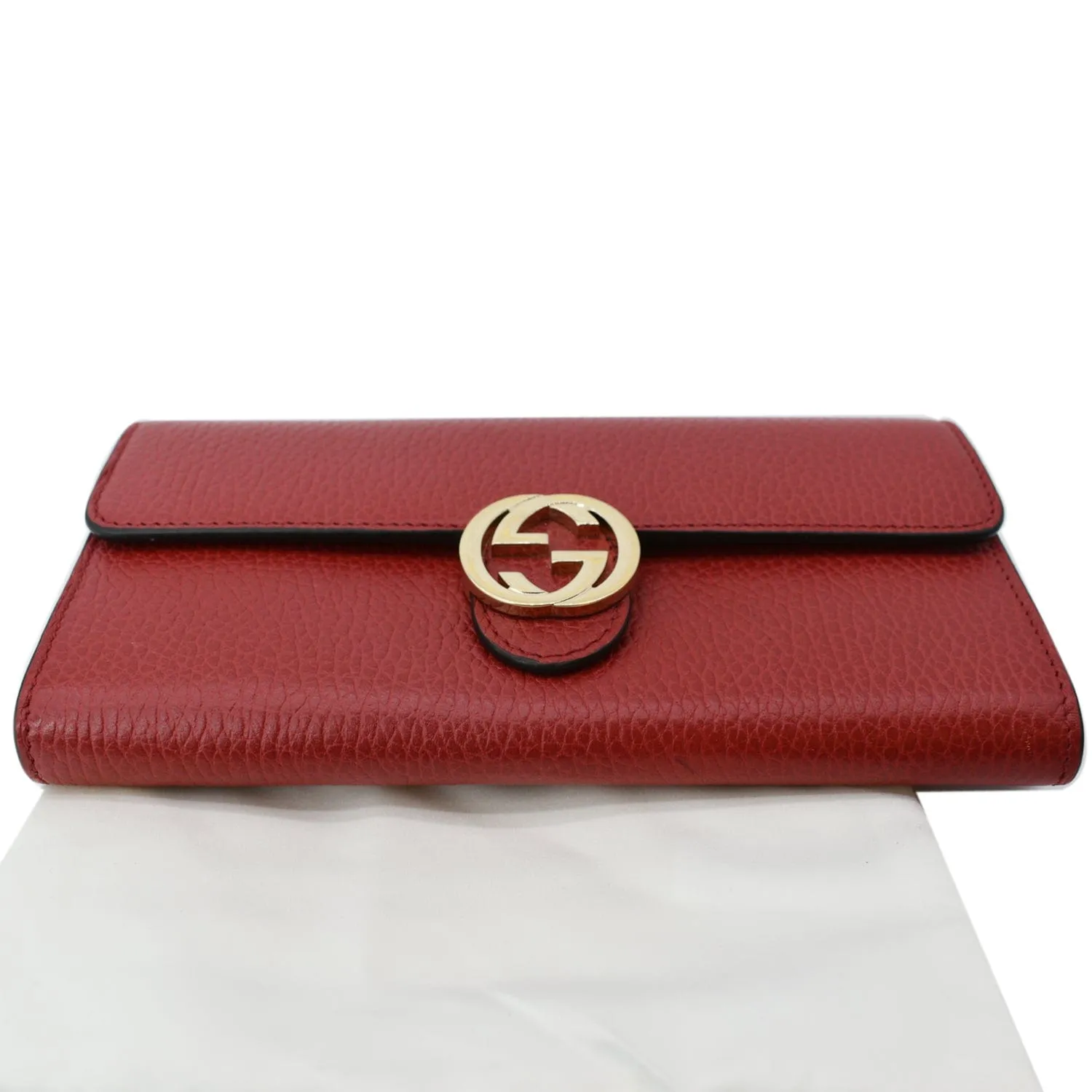 GUCCI GG Interlocking Continental Leather Wallet Red 598166