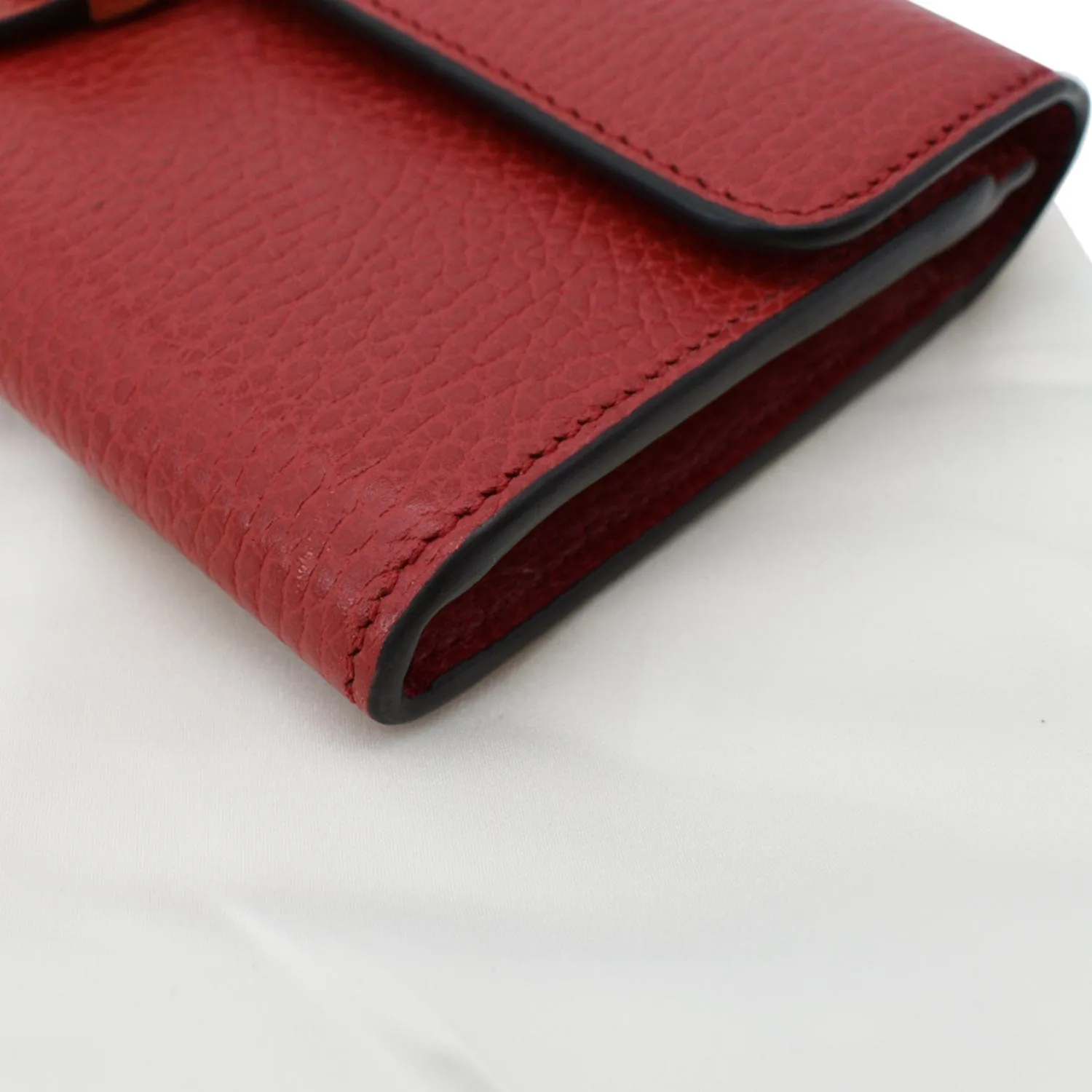 GUCCI GG Interlocking Continental Leather Wallet Red 598166