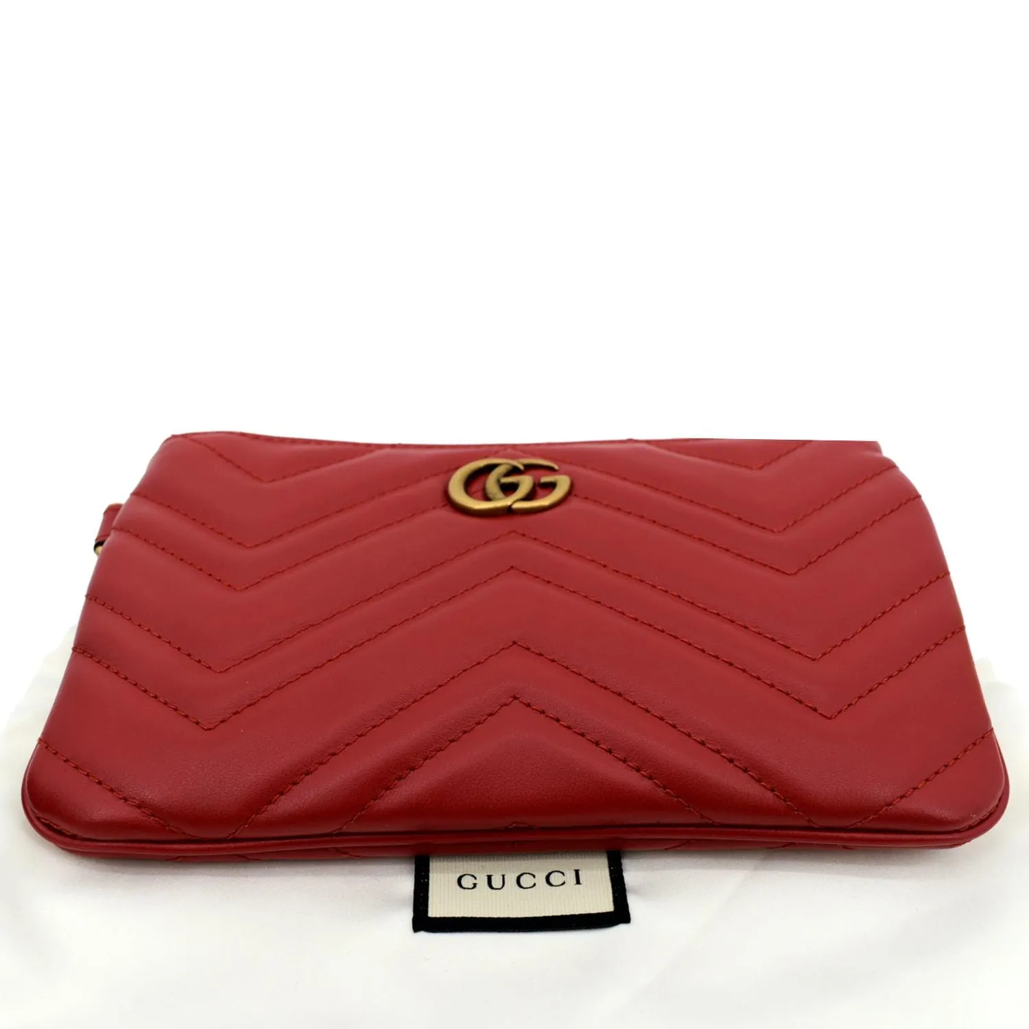 GUCCI GG Marmont Calfskin Wristlet Wallet Red 598598