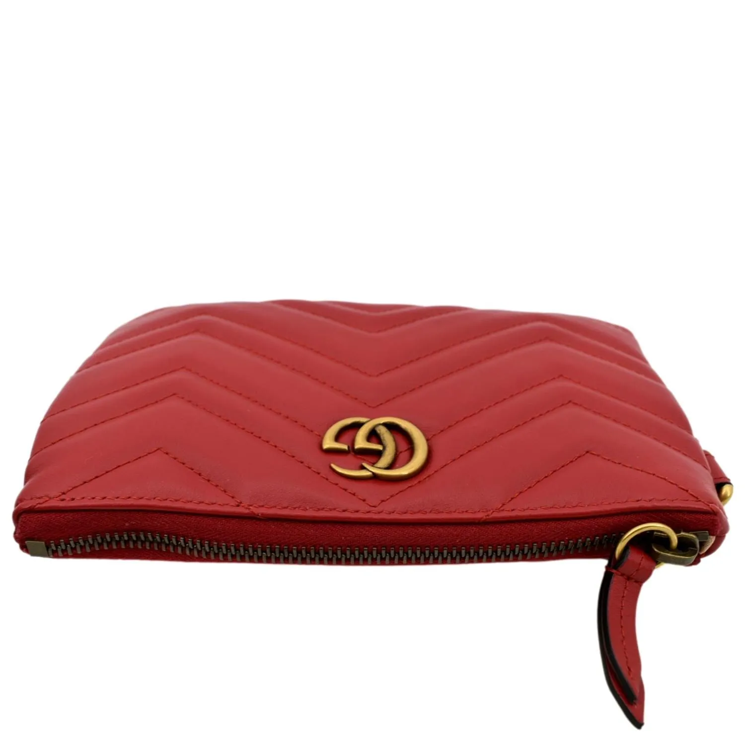 GUCCI GG Marmont Calfskin Wristlet Wallet Red 598598