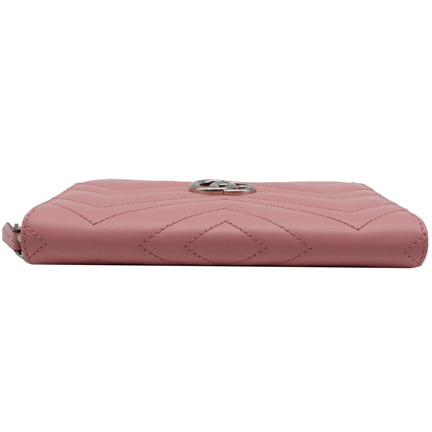 GUCCI Marmont GG Matelasse Leather Zip Around Wallet Pink