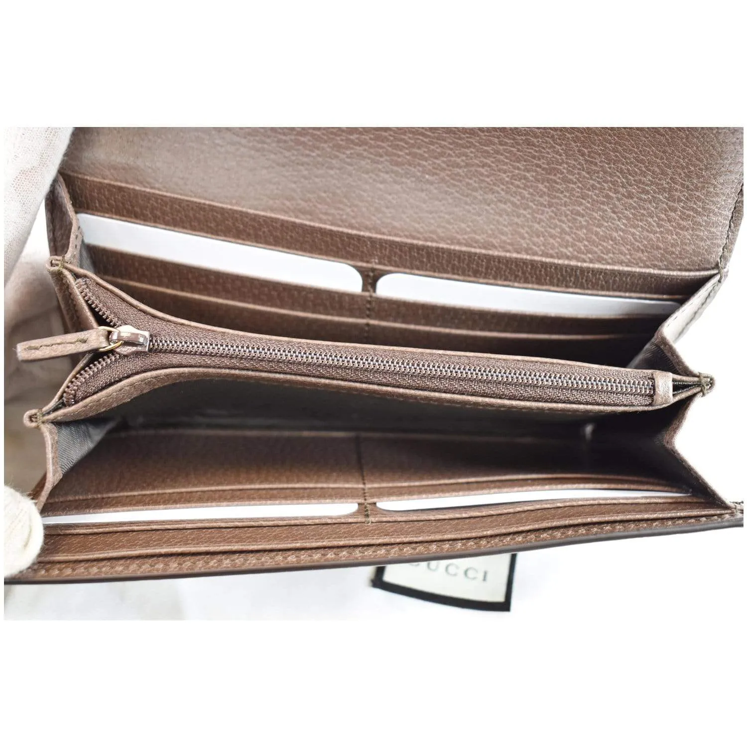 GUCCI Ophidia GG Continental Supreme Canvas Wallet Beige 523153