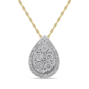 Halo Pear Shaped Slider Necklace with 0.40ct of Diamonds in 9ct Yellow Gold